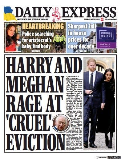 Daily Express Newspaper Front Page (UK) for 2 March 2023