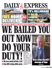 Daily Express (UK) Newspaper Front Page for 2 April 2020