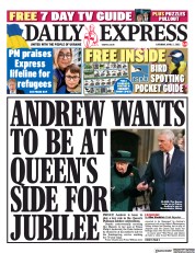 Daily Express (UK) Newspaper Front Page for 2 April 2022