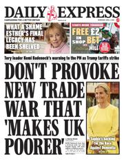 Daily Express front page for 2 April 2025