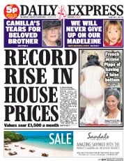 Daily Express (UK) Newspaper Front Page for 2 May 2014