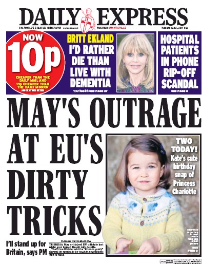 Daily Express Newspaper Front Page (UK) for 2 May 2017