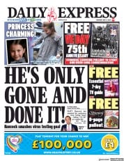 Daily Express (UK) Newspaper Front Page for 2 May 2020