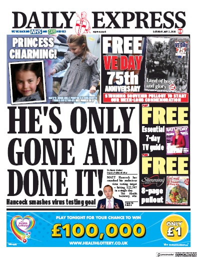 Daily Express Newspaper Front Page (UK) for 2 May 2020
