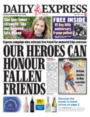 Daily Express front page for 2 May 2025