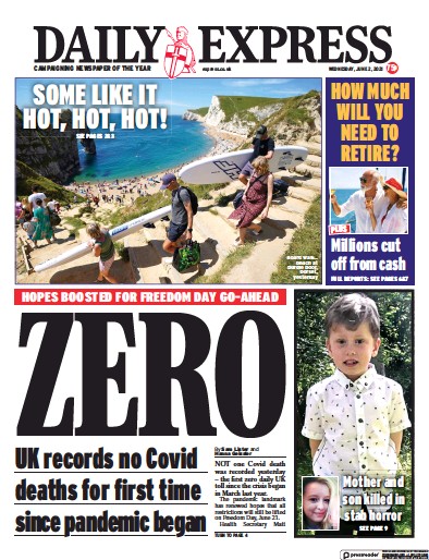 Daily Express Newspaper Front Page (UK) for 2 June 2021