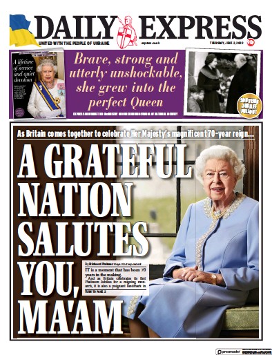 Daily Express Newspaper Front Page (UK) for 2 June 2022