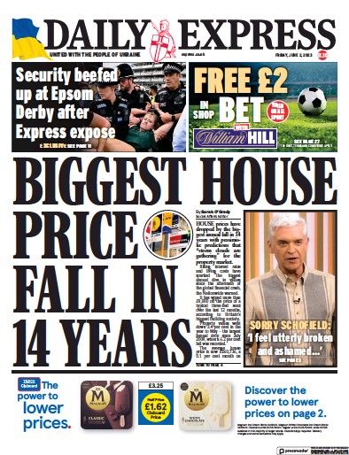 Daily Express Newspaper Front Page (UK) for 2 June 2023