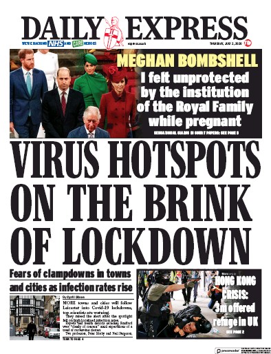 Daily Express Newspaper Front Page (UK) for 2 July 2020