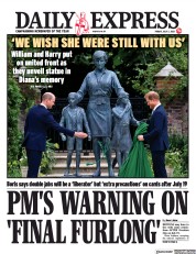 Daily Express (UK) Newspaper Front Page for 2 July 2021