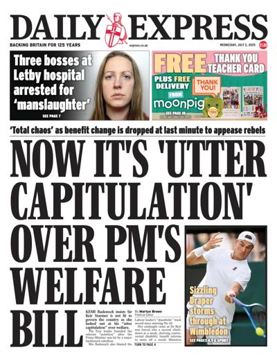 Daily Express Newspaper Front Page (UK) for 2 July 2025