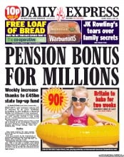 Daily Express (UK) Newspaper Front Page for 2 August 2011