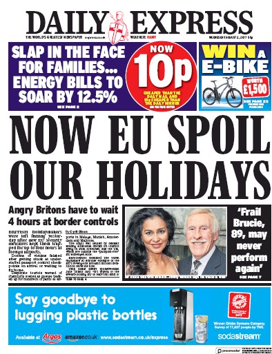 Daily Express Newspaper Front Page (UK) for 2 August 2017
