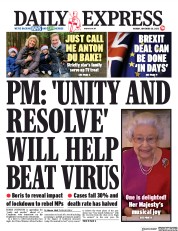 Daily Express (UK) Newspaper Front Page for 30 November 2020