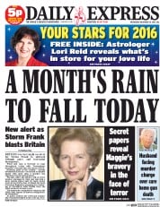 Daily Express (UK) Newspaper Front Page for 30 December 2015