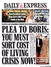 Daily Express (UK) Newspaper Front Page for 30 December 2021