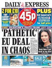 Daily Express (UK) Newspaper Front Page for 30 January 2016
