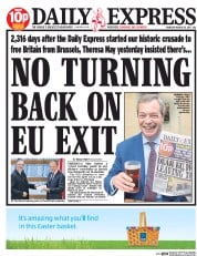 Daily Express (UK) Newspaper Front Page for 30 March 2017