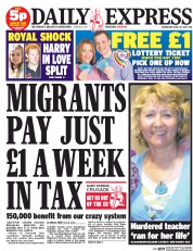 Daily Express (UK) Newspaper Front Page for 30 April 2014