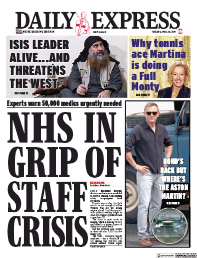Daily Express Newspaper Front Page (UK) for 30 April 2019