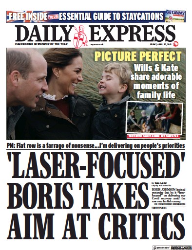 Daily Express Newspaper Front Page (UK) for 30 April 2021