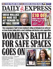 Daily Express front page for 30 April 2025