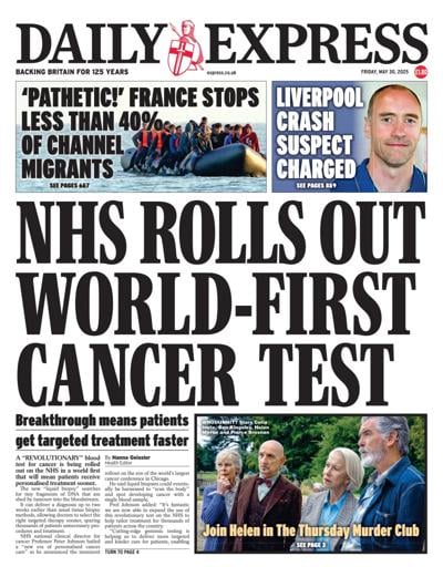 Daily Express Newspaper Front Page (UK) for 30 May 2025