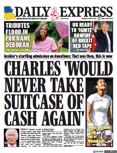 Daily Express Newspaper Front Page (UK) for 30 June 2022