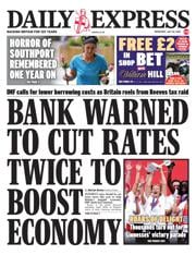 Daily Express front page for 30 July 2025