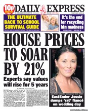Daily Express Newspaper Front Page (UK) for 30 August 2011