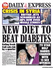 Daily Express (UK) Newspaper Front Page for 30 August 2013