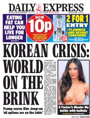 Daily Express (UK) Newspaper Front Page for 30 August 2017