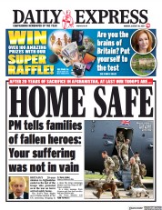 Daily Express (UK) Newspaper Front Page for 30 August 2021