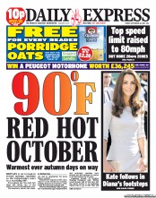 Daily Express (UK) Newspaper Front Page for 30 September 2011
