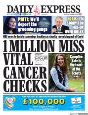 Daily Express (UK) Newspaper Front Page for 30 September 2020