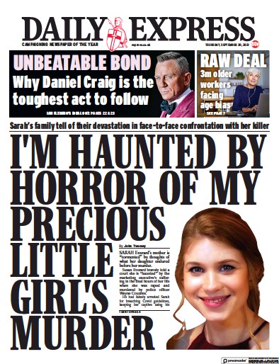 Daily Express Newspaper Front Page (UK) for 30 September 2021