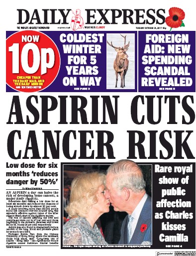 Daily Express Newspaper Front Page (UK) for 31 October 2017