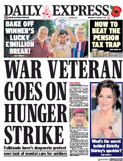 Daily Express Newspaper Front Page (UK) for 31 October 2018