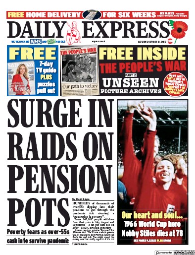 Daily Express Newspaper Front Page (UK) for 31 October 2020