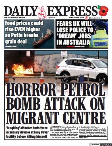 Daily Express Newspaper Front Page (UK) for 31 October 2022