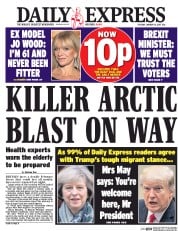 Daily Express (UK) Newspaper Front Page for 31 January 2017