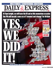 Daily Express (UK) Newspaper Front Page for 31 January 2020