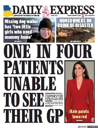 Daily Express Newspaper Front Page (UK) for 31 January 2023