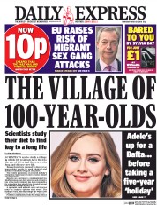 Daily Express (UK) Newspaper Front Page for 31 March 2016