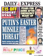 Daily Express (UK) Newspaper Front Page for 31 March 2018