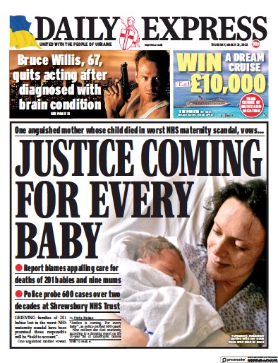 Daily Express Newspaper Front Page (UK) for 31 March 2022