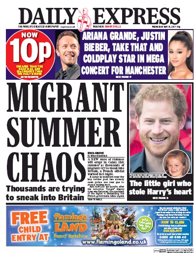 Daily Express Newspaper Front Page (UK) for 31 May 2017