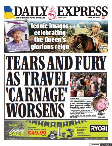Daily Express Newspaper Front Page (UK) for 31 May 2022