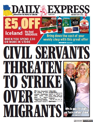 Daily Express Newspaper Front Page (UK) for 31 May 2023