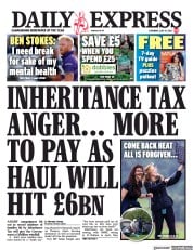 Daily Express (UK) Newspaper Front Page for 31 July 2021